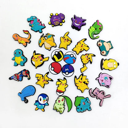 27PCS/set Pokemon Shoe Charms Cute Cartoon  For Clogs Sandals Bag Funny Shoe Accessories Party Gifts For Women Men