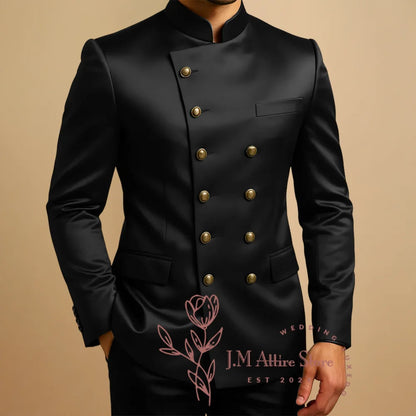 Green Suits for Men 2 Piece Satin Sets Double Breasted Blazer Pants Tailored Wedding Party Travel Africa Traditional Clothes