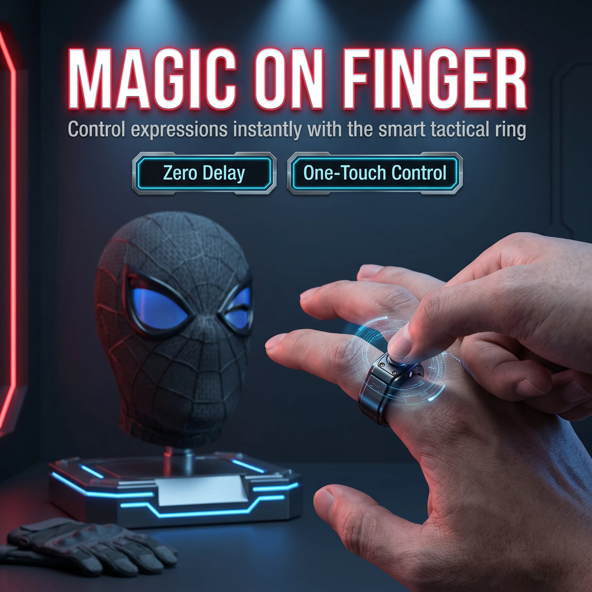 Popular Electric Spider Man Headband, Remote Control Flash USB Charging Glowing Mask, Funny and Handsome Gift