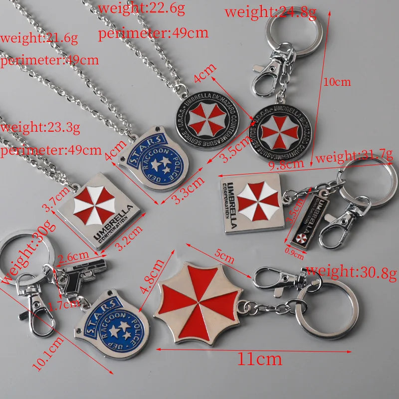 Game Residents Evils Keychain Red Umbrella Keychains Toy Corporation Sublimation Blank Keyring Edc Necklace Jewelry