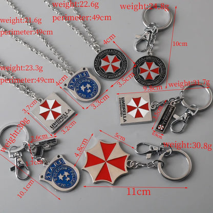 Game Residents Evils Keychain Red Umbrella Keychains Toy Corporation Sublimation Blank Keyring Edc Necklace Jewelry
