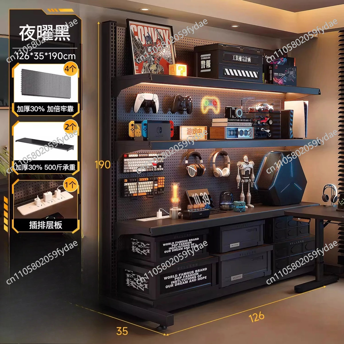 Hole board computer table desktop e-sports table and chair set bedroom home desk bookshelf integrated shelf e-sports room