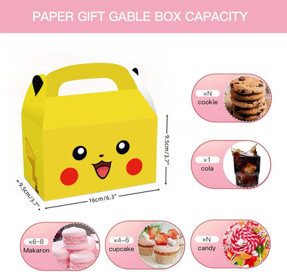 Pokemon Candy Box Birthday Party Decor Pikachu Paper Gift Bags Pokeball Handle Gift Packaging Box Baby Shower Kids Party Favors