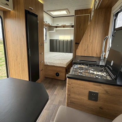 Modern Travel Trailer Including Power Connector Road Charging System And Front 1400*2000 Queen Size Sofa Bed