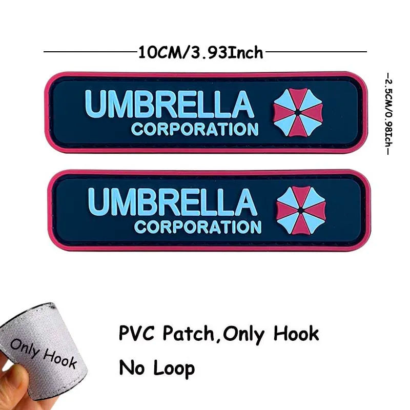 1PC,2PCS/ Umbrella Corporation PVC Rubber Morale Emblem,Biohazard Insignia Applique Embroidered patches,Tactical Backpack Badges