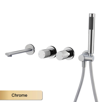 AITANA Luxury Rose Gold Brass Wall Mounted Bathtub Faucet Two Handle Hot Cold Water Embedded 2 Functions Bathroom Mixer Tap