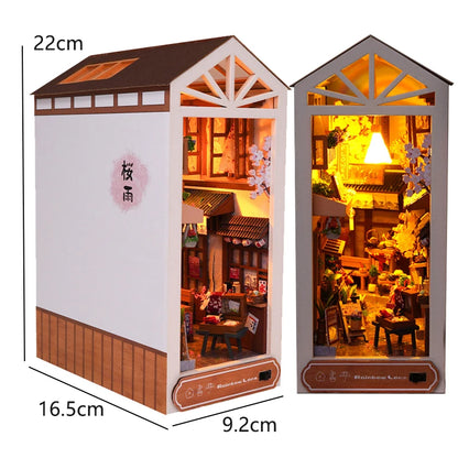 Magical DIY Book Nook Kits Miniature Doll House With LED Light 3D Puzzles Building Wooden Bookshelf Bookend Toy For Adults Gifts