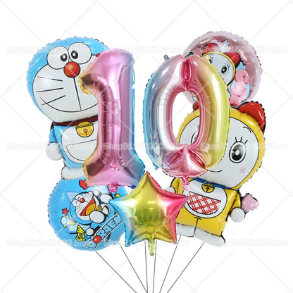 Doraemons Number 1-10 Balloons Girls Boys Birthday Decorations Baby Shower Gender Reveal Balloon Party Supplies Kids Toys Gift