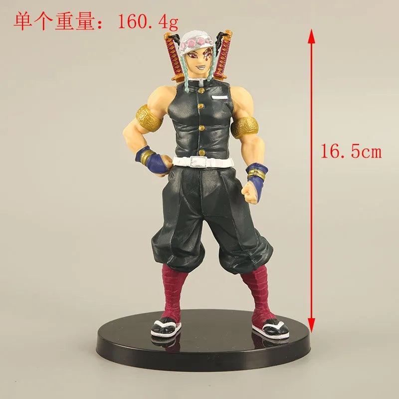 4PCS Demon Slayer Hashira Figures Set Anime Character Dolls Kyojuro Muichiro Mitsuri Uzui Decoration Ornament for Home Office