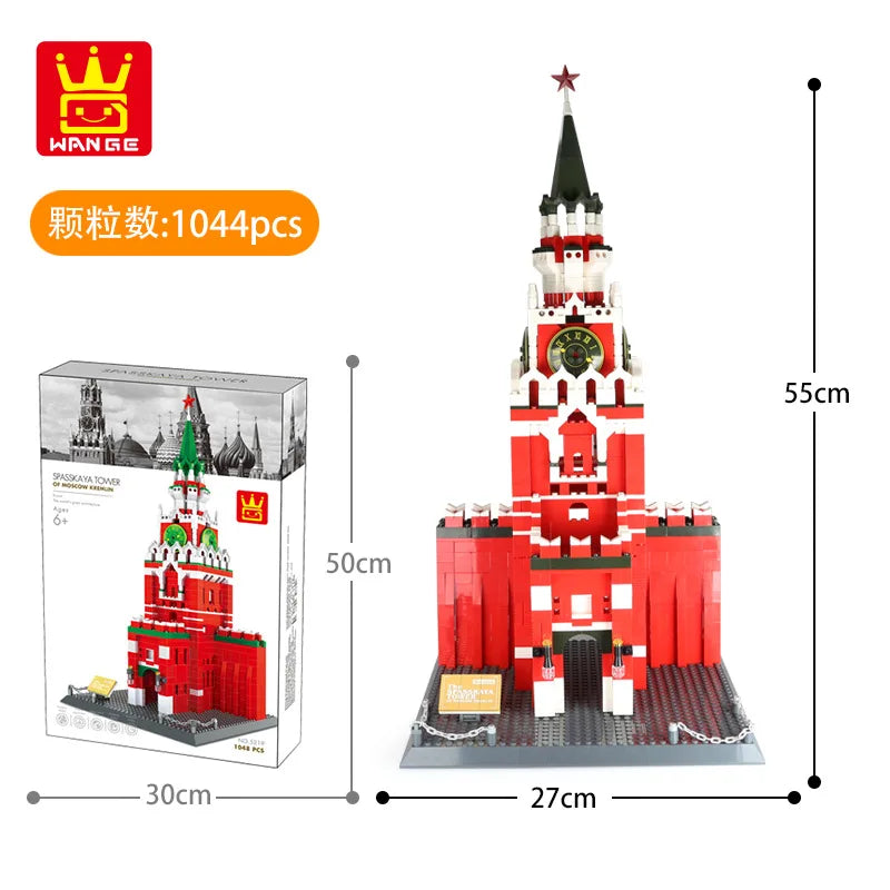 WANGE City Architecture Sydney Opera Santorini Building Blocks Chamartin Stadium Mosque Assembled Model Collection Toys For Gift