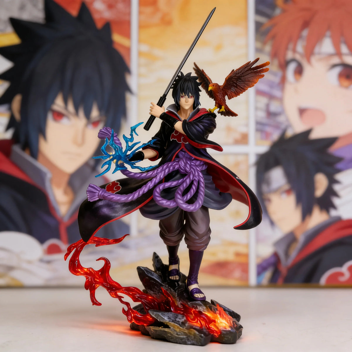 Anime Surroundings Naruto GK Ten Years Hundred Tolerate Lightning Cut Sasuke Sculpture Model Desktop Ornament Boxed Figurine