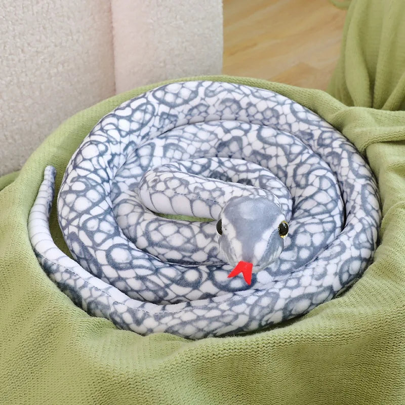 110-310cm Simulation Python Boa Plush Doll Reptile White Green Silver Black Beautiful Pattern Snake Plush Doll Home Decoration