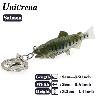 Fish Keychain Creative Handmade Fish Model Key Ring Trout/Snapper/Tuna/Salmon/Bass Keychain Fishing Themed Key Holder Accessory