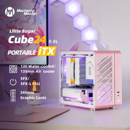 Mechanic Master C24 Sugar Cube Air&TypeC Version Portable Mini Desktop Chassis ITX Computer Case With Tempered Glass PC ardware