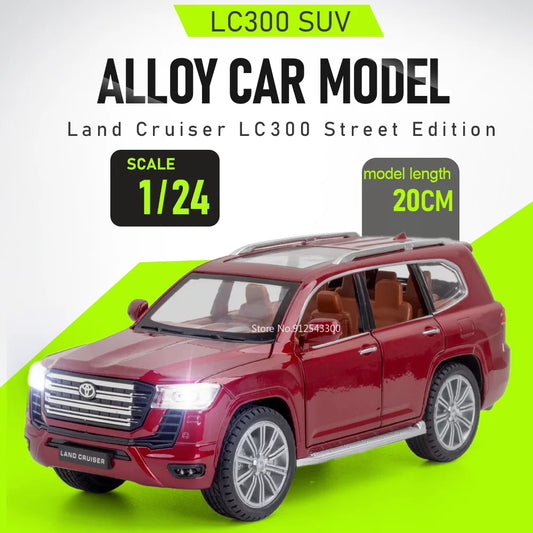 1:24 Scale Land Cruiser‌ LC300 Alphard Car Model Toy Doors Opened Sound Light Models Pull Back Alloy Diecast Vehicle for Brother