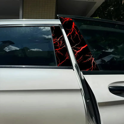 2-Piece bold red lightning wave vinyl car decal easy to stick on glass and metal surfaces