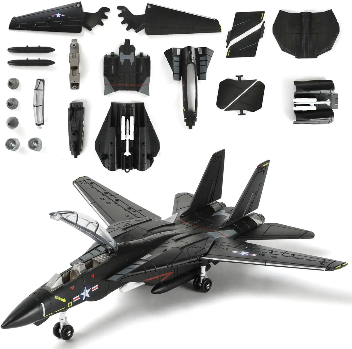 1:72 Scale F-14 Tomcat Fighter Jet Quick Build Model Kit Plastic Millitary F14 Airplane Assembly Aircraft Model with Stand Gift