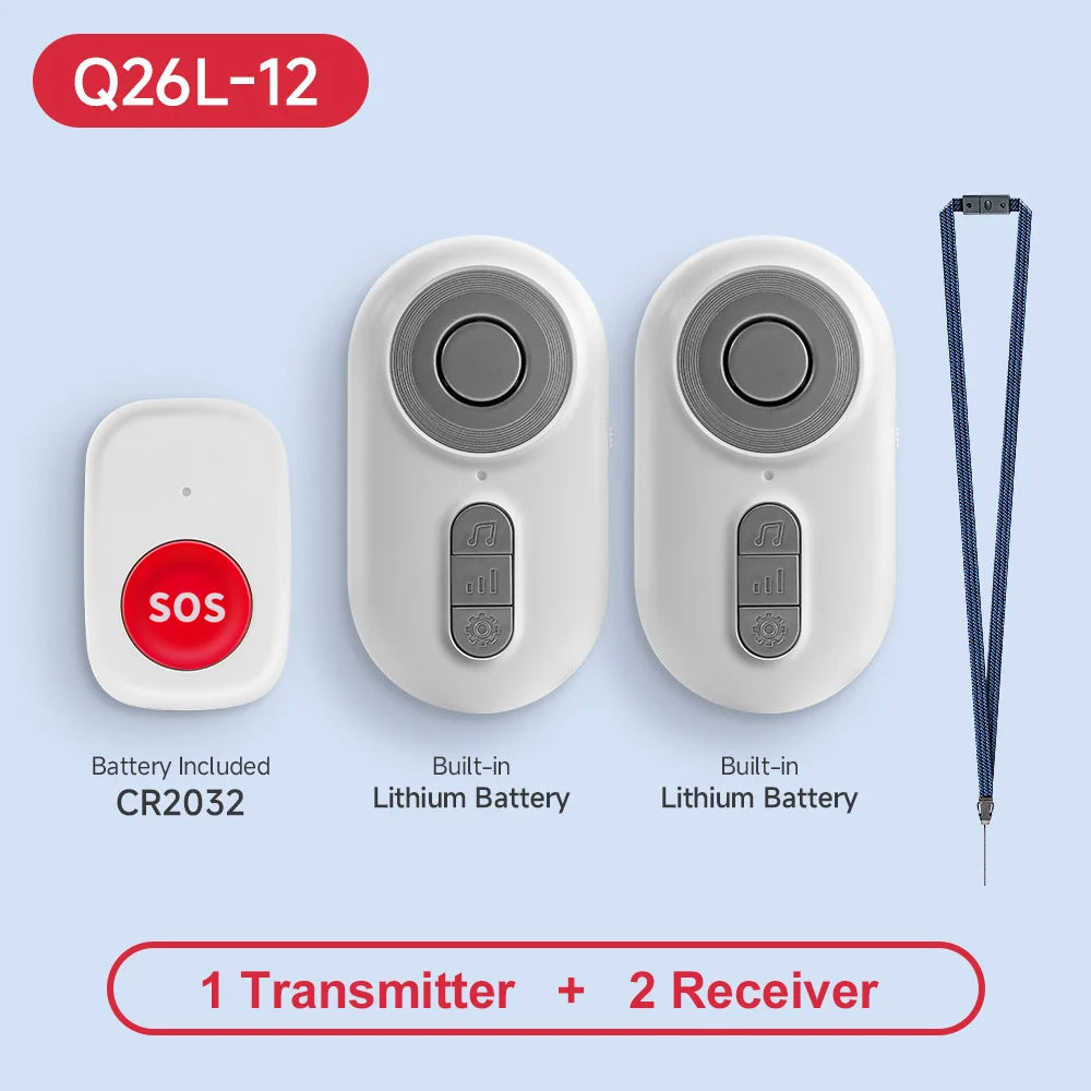 Caregiver Pager Wireless Nurse Call Buttons for Elderly Monitoring SOS Alert System Portable Alarm Call Bell for Nursing Home