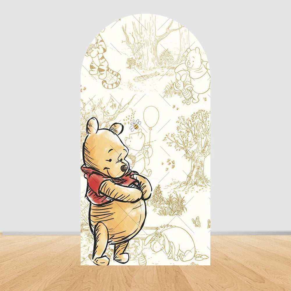 Winnie The Pooh Arch Backdrop Cover Elastic Fabric Newborn Baby Birthday Party Supplies Birthday Party Photo Studio Decoration