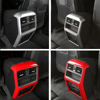 For Porsche Macan Cayenne 2011-2022 ABS Red Car Rear Air-conditioning Outlet Frame Cover Trim Interior Car Accessories
