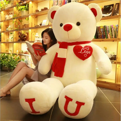 80 100cm Big I LOVE YOU Bear Heart Plush Toys Lovely Stuffed Soft Pillow Doll Kids Toys Birthday Girlfriend Valentine's Day Gift