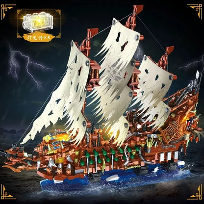 Flying Dutchman Pirate Ship Building Blocks Caribbean Pirate Ship Assembly Toys Boys and Children DIY Models New Year Gifts