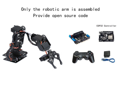 360 Degrees 6 DOF Robot Metal Alloy Mechanical Arm Claw Kit MG996R for Arduino Robotics Kit Educational Ps2 Programmable Toys