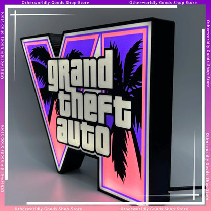 GTA 6 Grand Theft Auto VI LED Light Box Game Logo Night Light USB Power Desktop Table Lamp For Gaming Room Decor Gamer Gift