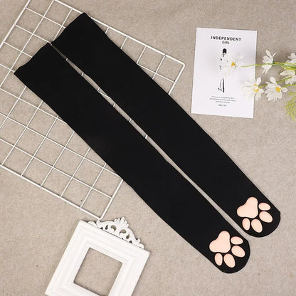 Womens Over Above Knee Socks Thigh High Stockings Kitten Claw Cat Paw Pad Ladies pink 3D Long Sock Cosplay Harajuku Y2k female