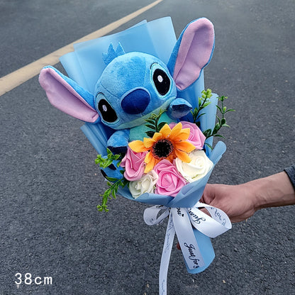Cartoon Winnie the Pooh Pig Plush Bouquet Handmade Flower Bouquet Plush Doll Wedding Graduation Valentine Christmas Birthday Gif