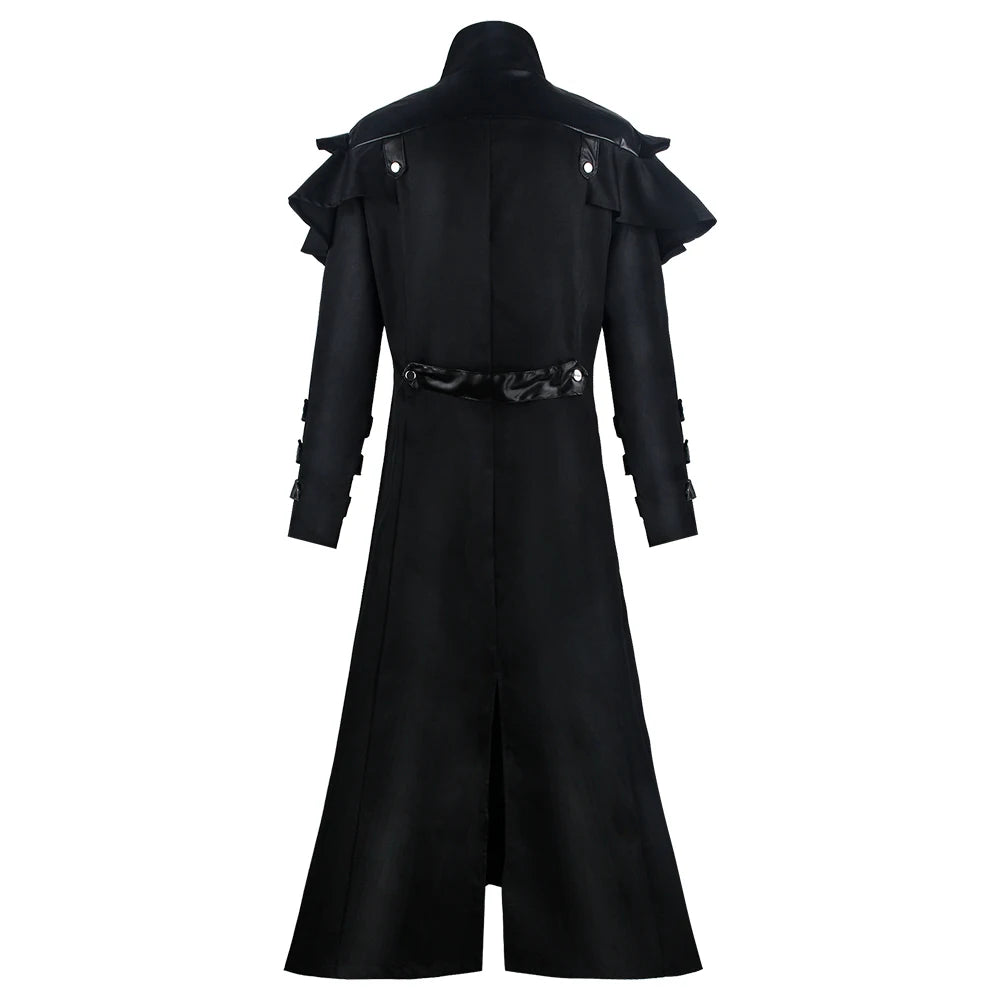 Vintage Medieval Long Trench Coat Gothic Double Breasted Jacket Men's Steampunk Overcoat Victorian Cosplay Tailcoat