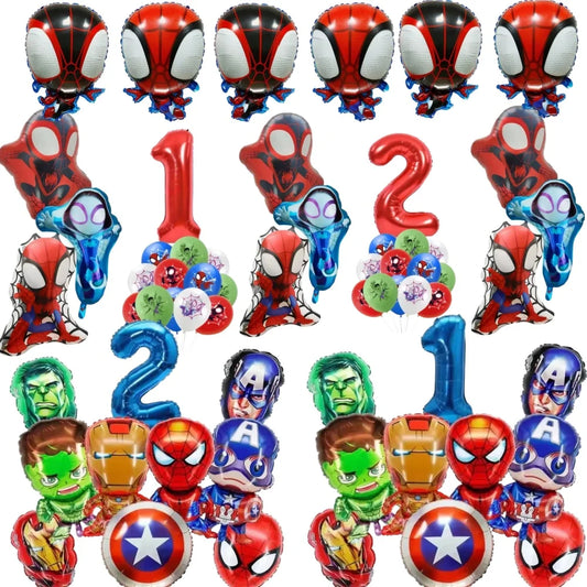 Spider and His Amazing Friends Spider Number Aluminum Balloons Birthday Party Decorations Balloon for Kids Baby Shower gifts