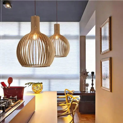 Restaurant Wabi-sabi Lustre LED Pendant Light Foscarini Solid Wood Chandelier for Island Counter Loft Art Home Decor Lamp Design