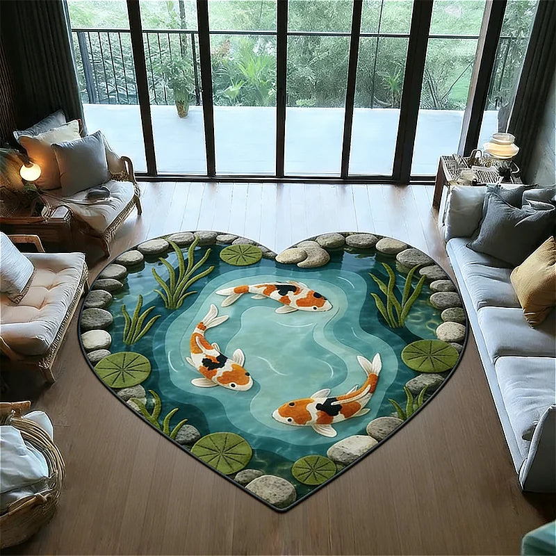 Koi Fish Pattern Bedroom Decor Round Carpet Anti-slip Carpets for Living Room Fluffy Soft Lounge Floor Mat Thick Plush Study Rug