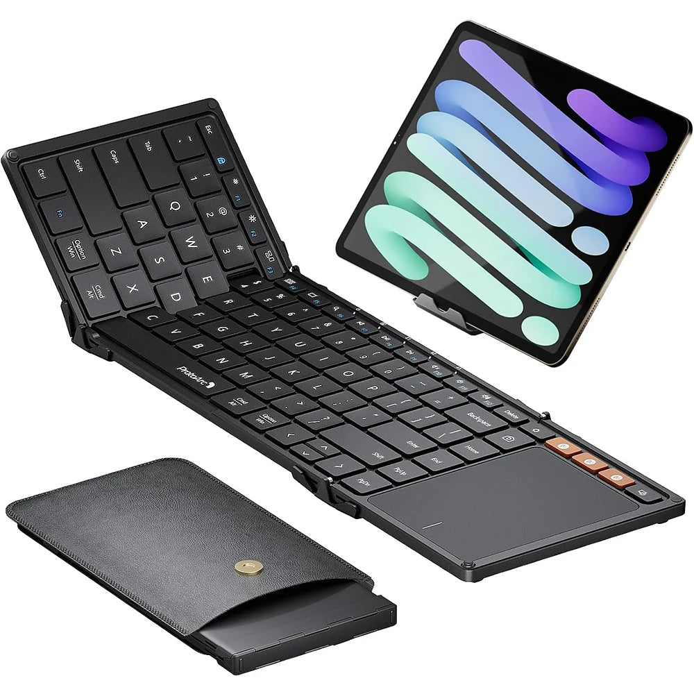 ProtoArc XK01 TP Foldable Keyboard with Touchpad Folding Bluetooth Travel Keyboards for iPad iPhone Laptop PC Tablets