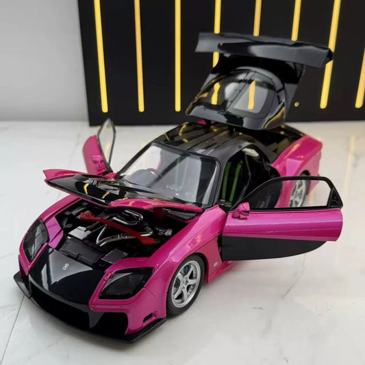 1:24 RX7 RX-7 FD3S Sports Car Diecast Metal Alloy Model car Sound Light Vehicle JDM Series Hobbies Collection Toy Gifts
