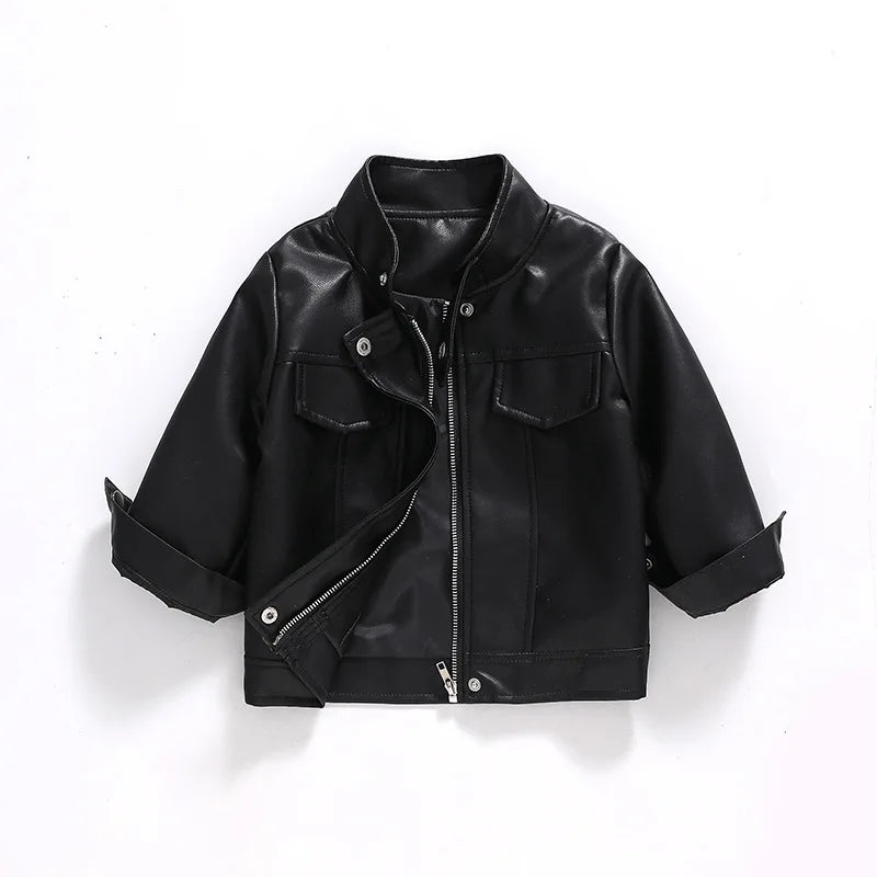 Spring Autumn Boys PU Jacket Waterproof Zipper Fashion Children's Leather Coat Birthday Gifts 2 3 4 5 6 7 8 Years Kids Clothes