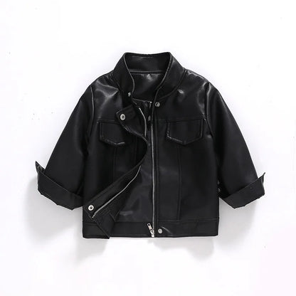 Spring Autumn Boys PU Jacket Waterproof Zipper Fashion Children's Leather Coat Birthday Gifts 2 3 4 5 6 7 8 Years Kids Clothes