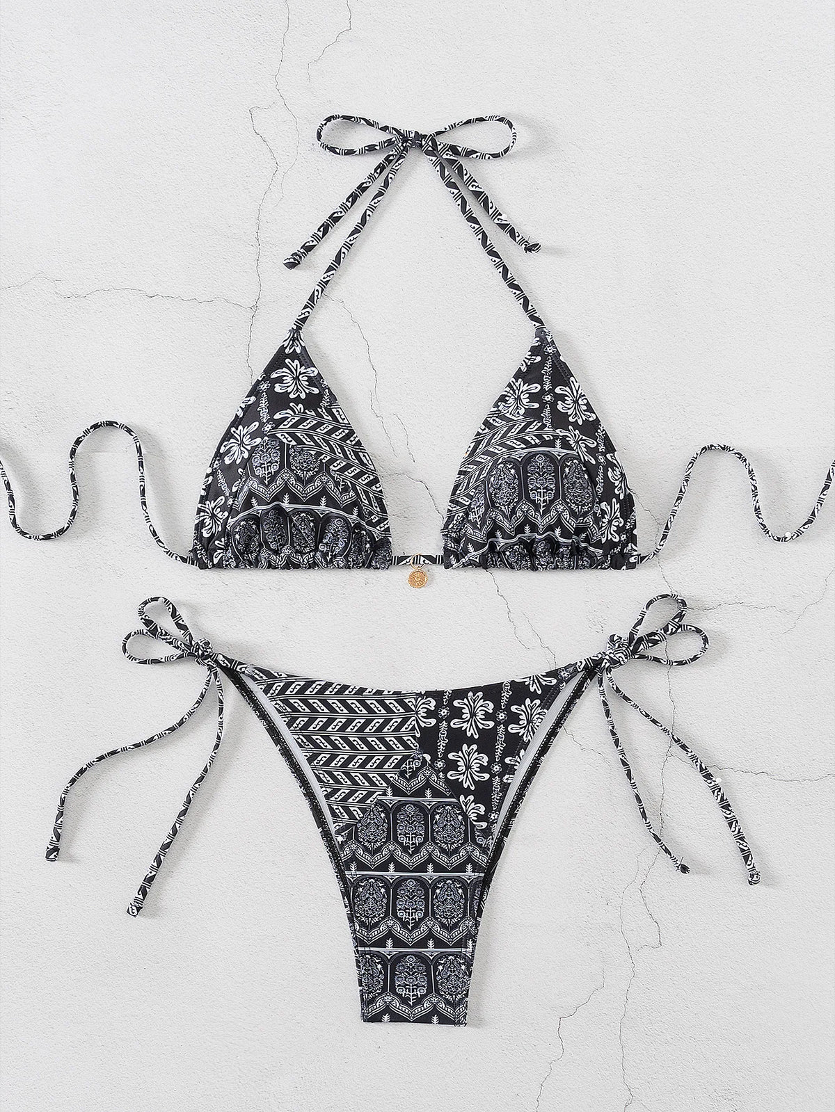 "2026 New Triangle Bikini Set - Floral Print Push Up Swimsuit & Brazilian Bottoms"