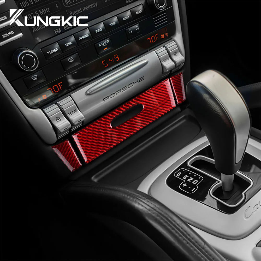 Real Soft Carbon Fiber Sticker For Porsche Cayenne 2003 2004 2005 2006 2007 2008 2009 2010 Ashtray Panel Interior Accessories