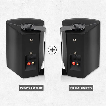 Herdio 5.25'' Outdoor Speakers Passive Wired 300W Patio Deck Speakers All Weather Wall Mount System For Garden Home 2PCS