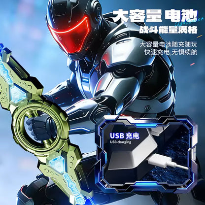 Fire spinning sword, double-edged light sword, children's toy sword, boy's double headed telescopic bearing, rotating knife, lum