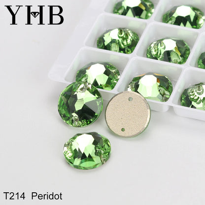 YHB Top Quality XIRIUS Glass Crystal AB Moonlight Sewing Stones Flatback Sew on Rhinestones For Garment Clothes Bags