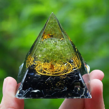 Energy Pyramid Orgonite Reiki Natural Amethyst Ball Healing Crystals Chakra Tool Ornaments Resin Stones Craft Kids Gift