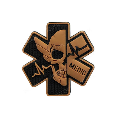 PVC Medic PARAMEDIC Skull Patches Decorative Patches Strip Combat Rubber Chevron IR Reflective Appliqued