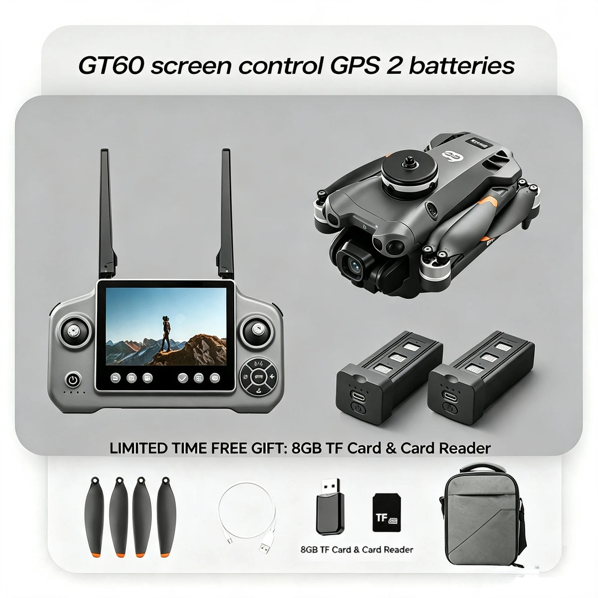 New 2026 GT60 Airdrop Drone GPS Return 5G 6K HD Camera Screen Remote Omnidirectional Obstacle Avoidance Dron RC Toy Best Gift