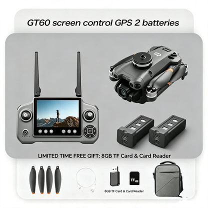 New 2026 GT60 Airdrop Drone GPS Return 5G 6K HD Camera Screen Remote Omnidirectional Obstacle Avoidance Dron RC Toy Best Gift