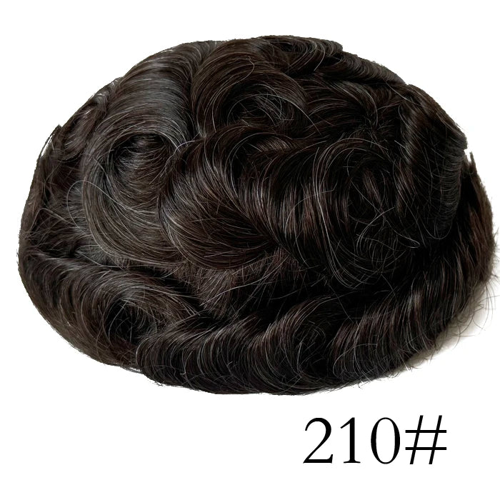 0.08mm Thickness PU Poly Base Double Knotted Toupee Human Hair Durable Time Long Lifespan Men's Capillary Prothesis