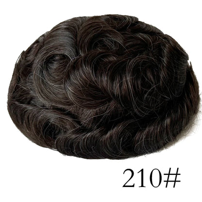 0.08mm Thickness PU Poly Base Double Knotted Toupee Human Hair Durable Time Long Lifespan Men's Capillary Prothesis