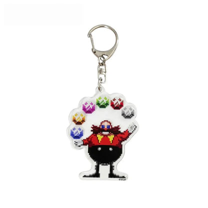 Knuckles Eggman Pixel Art 5cm Acrylic Keychain Classic Character Pendant Metal Clasp Backpack Charm Decor Ornament For Lovers